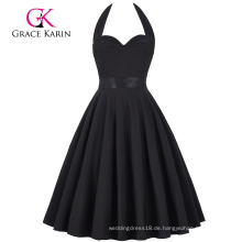 Grace Karin Retro Vintage Schatz Backless Halter Nylon-Baumwolle Schwarz Party Picknick Kleid CL008950-1